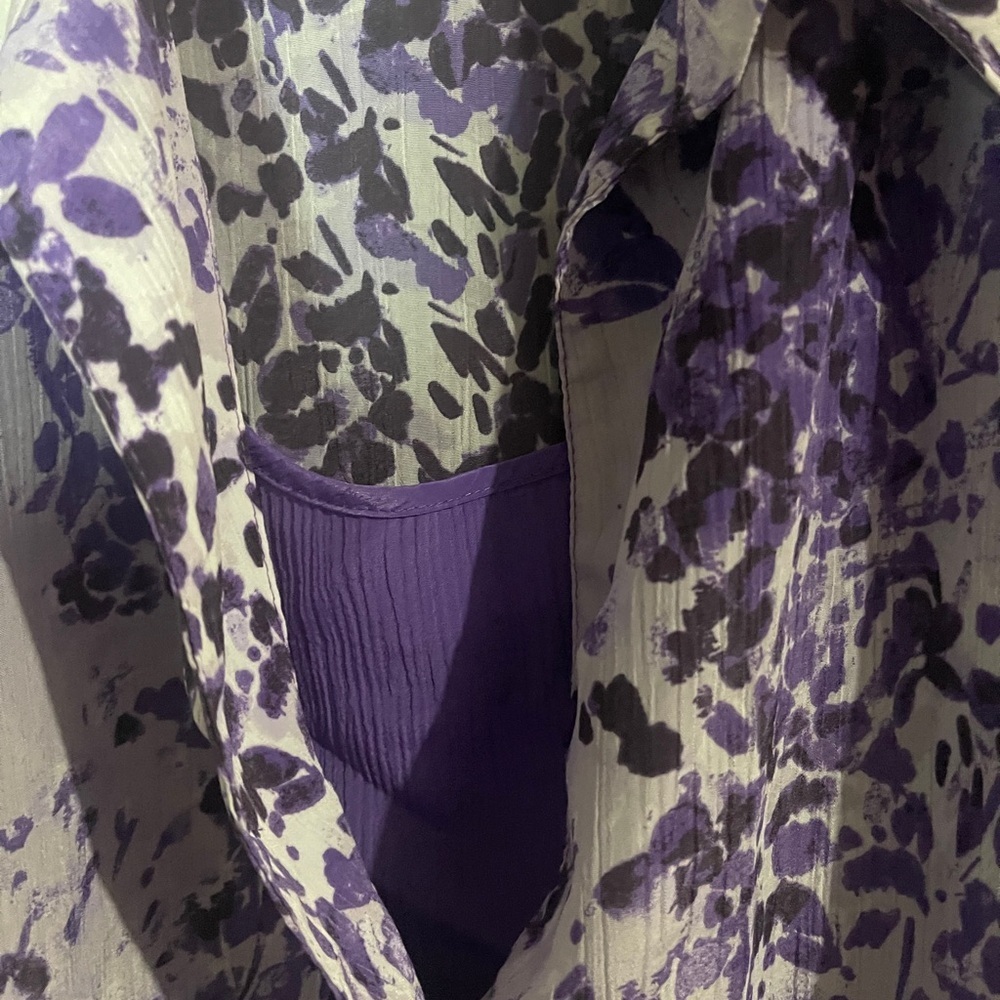White Stag Purple and White Patterned Blouse 4X - Picture 6 of 7